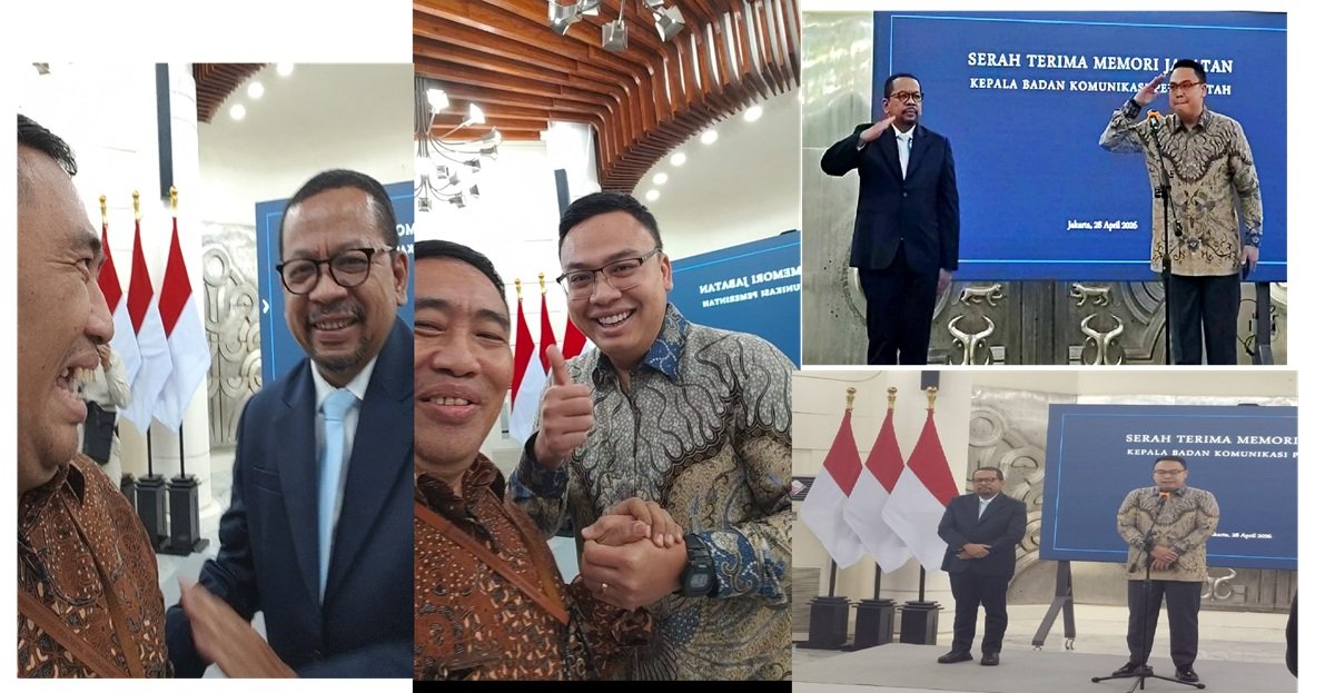 Acara Pisah Sambut Kepala Badan Komunikasi Pemerintah (BAKOM RI) dari Angga Raka Prabowo ke M Qodari